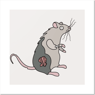 Zombie Rat Cartoon // Funny Halloween Zombie Posters and Art